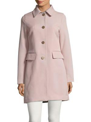 Tahari Button-front Crepe Coat