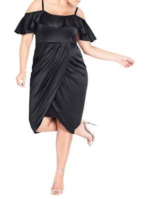 City Chic Plus Cold Shoulder Draped Dress