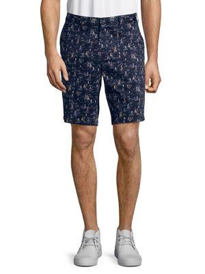 Black Brown Printed Stretch Shorts