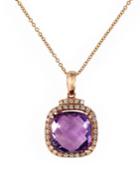 Effy Lavender Rose Amethyst, Diamond And 14k Rose Gold Pendant Necklace