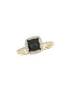 Sonatina 14k Yellow Gold, Black And White Diamond 3-stone Engagement Ring