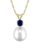 Sonatina 8-8.5mm Cultured Freshwater Pearl, Sapphire And 14k Yellow Gold Necklace