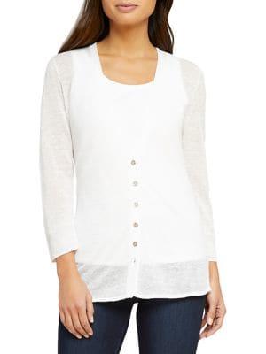 Nic+zoe Petites Petite Long-sleeve Button-front Cardigan