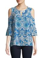 Karl Lagerfeld Paris Printed Cold-shoulder Blouse