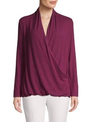 Lord & Taylor Petite Long-sleeve Faux Wrap Top