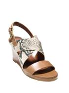 Cole Haan Penelope Leather & Snake-embossed Wedge Sandals