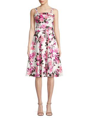 Gabby Skye Floral Bow-tied A-line Dress
