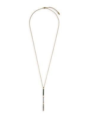 Sole Society 12k Goldtone, Crystal & Green Aventurine Linear Pendant Necklace