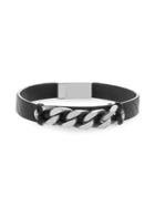 Lord & Taylor Curb Chain Stainless Steel & Vegan Leather Bracelet