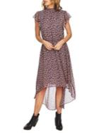 1.state Ditsy Drift Flutter-sleeve Midi Dress