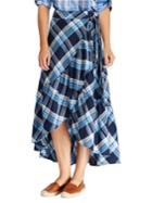 Lauren Ralph Lauren Plaid Ruffled Tie-front A-line Skirt