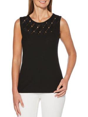 Rafaella Petite Embellished Stripe Yoke Top