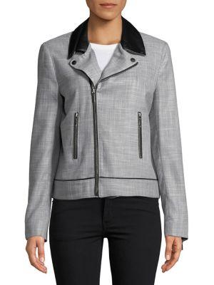 T Tahari Quinby Asymmetric Zip Front Jacket