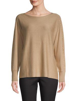 Vince Camuto Embellished Cotton-blend Sweater
