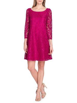 Tahari Arthur S. Levine Three-quarter Sleeve Lace A-line Dress