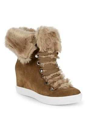 Donna Karan Cristin Faux-fur Lace-up Boots