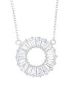 Lord & Taylor Cubic Zirconia And Sterling Silver Open Circle Baguette Bar Necklace