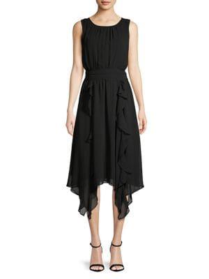 Gabby Skye Sleeveless Asymmetrical Ruffle Dress