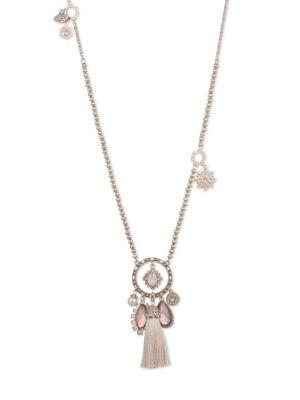 Marchesa Multi Charm Fringe Pendant Necklace