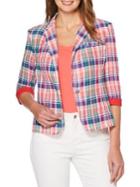 Rafaella Linen-blend Plaid Blazer