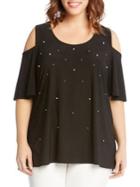 Karen Kane Plus Beaded Cold-shoulder Top