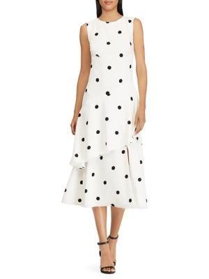 Lauren Ralph Lauren Polka-dot Crepe Midi Fit-&-flare Dress