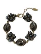 Miriam Haskell Flower & Stone Cluster Link Bracelet