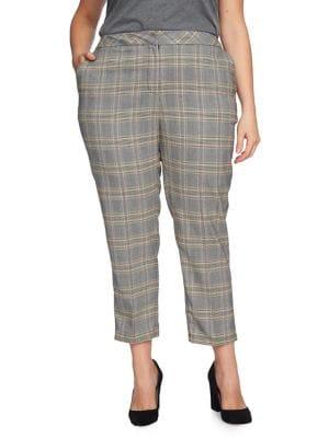 1.state Plus Plaid Tapered-leg Pants