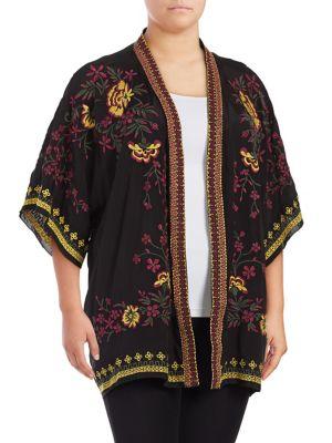 Context Plus Floral-embroidered Kimono
