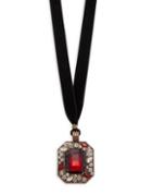 Design Lab Lord & Taylor Crystal Velvet Pendant Necklace