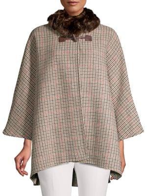 Jones New York Faux-fur Houndstooth Jacket