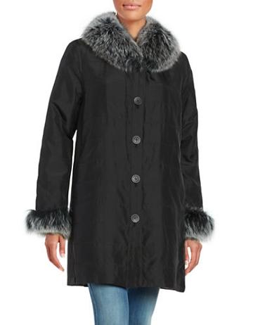 Diana Rosh Blue Fox Fur And Silk Reversible Jacket