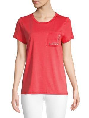 Donna Karan Embellished Short Sleeve Tee