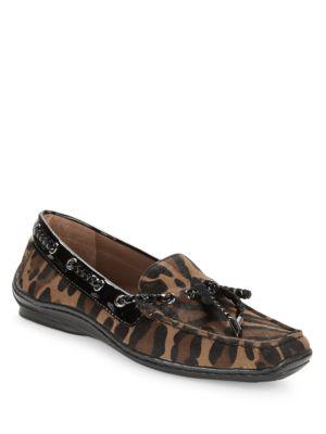 Donald J Pliner Leopard Print Calf-hair Loafers