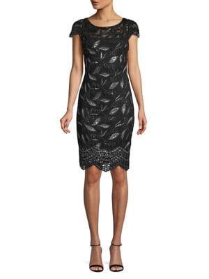 Calvin Klein Sequined Lace Cap-sleeve Dress