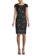 Calvin Klein Sequined Lace Cap-sleeve Dress