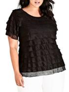 City Chic Plus Lady Layer Frill Top
