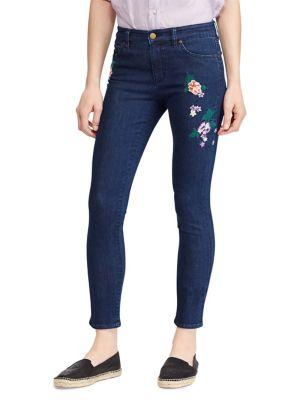 Lauren Ralph Lauren Petite Floral Embroidered Premier Skinny Crop Jean