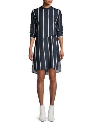 Caara Striped Roll-tab Shift Dress