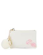 Bow And Drape Sequined Lips Embellished Pouch