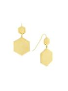 Etienne Aigner Goldtone Double Hexagon Drop Earrings