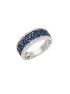 Effy 14k White Gold Pave Sapphire & Diamond Ring