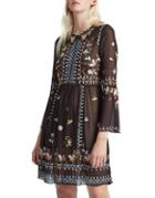 French Connection Bijou Embroidered Fit-&-flare Dress