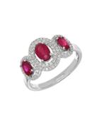 Lord & Taylor 14k White Gold Ruby And Diamond Ring, 0.264 Tcw