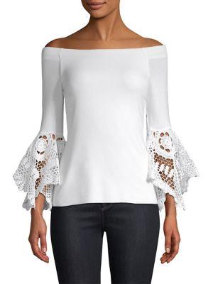 Bailey 44 Crochet Bell-sleeve Off-the-shoulder Top