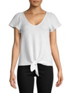 Design Lab Tie Front Textured Top