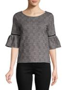 Design Lab Bell-sleeve Plaid Top
