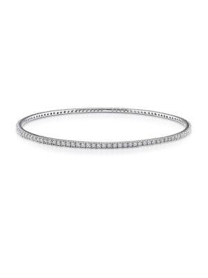 Sonatina Tennis 14k White Gold & Diamond Bangle Bracelet