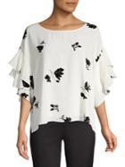 Vince Camuto Daybreak Floral Tiered Flutter Sleeve Blouse