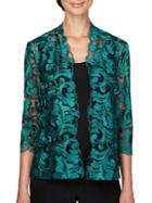 Alex Evenings Two-piece Tank Top & Scalloped Jacket Stretch Tulle Set
